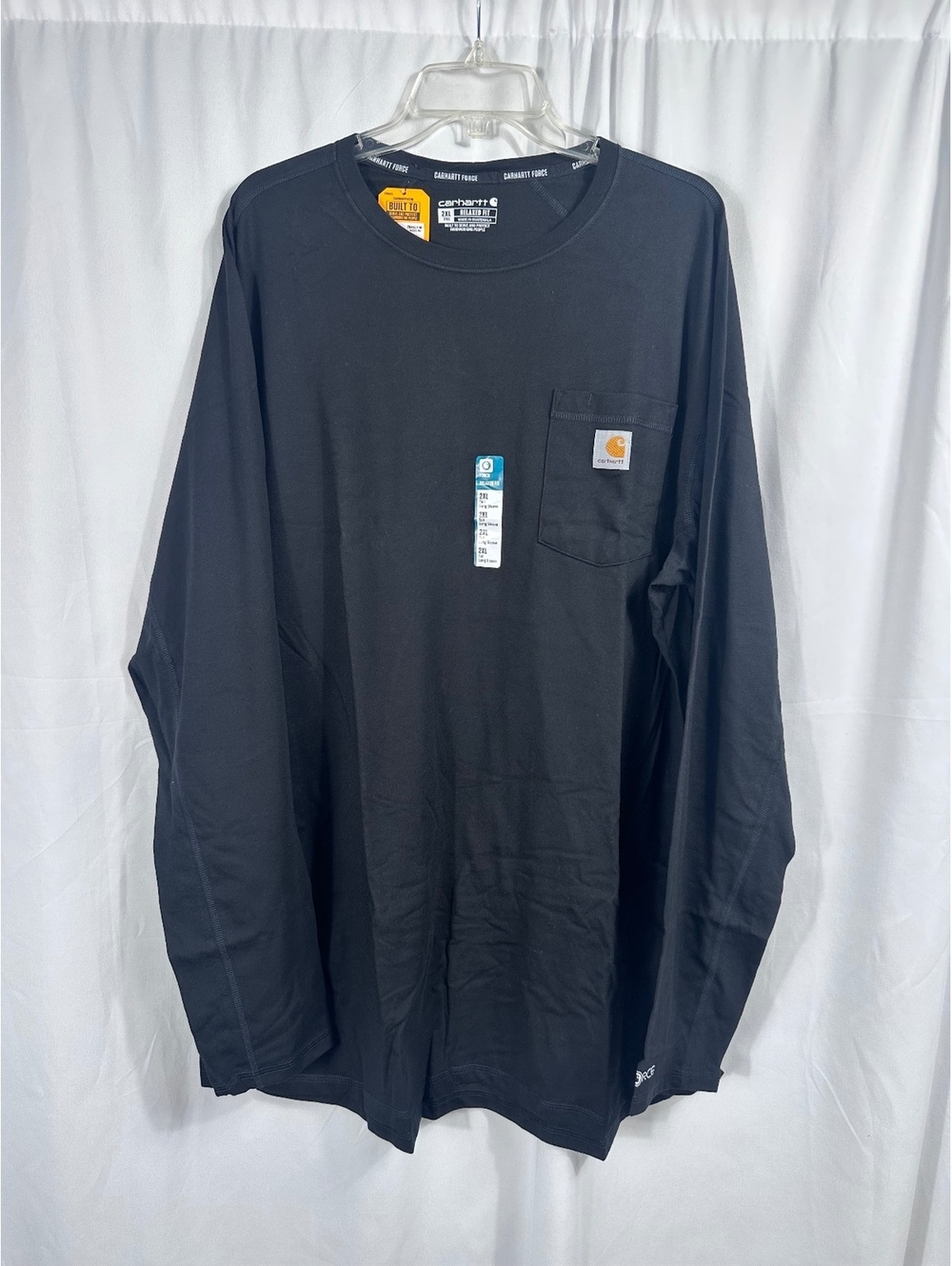Carhartt Force Relaxed Fit Midweight Long-Sleeve Pocket T-Shirt 2XL Tall Black